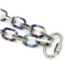 Load image into Gallery viewer, Sanza Jewelry Flor Azul Silver Carabiner Statement Necklace