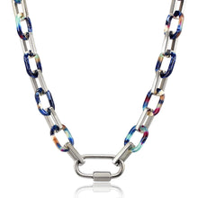 Load image into Gallery viewer, Brie necklace, chunky gold oval link chain with screw open carabiner pendant. Statement piece of jewelry that is  made from sustainable recyclable hypoallergenic 316L medical grade stainless steel.