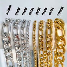 Load image into Gallery viewer, Sanza Jewelry Figaro Gold Chain 6mm and 4mm