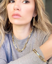 Load image into Gallery viewer, Camila Paperclip Removable Link Earrings in gold