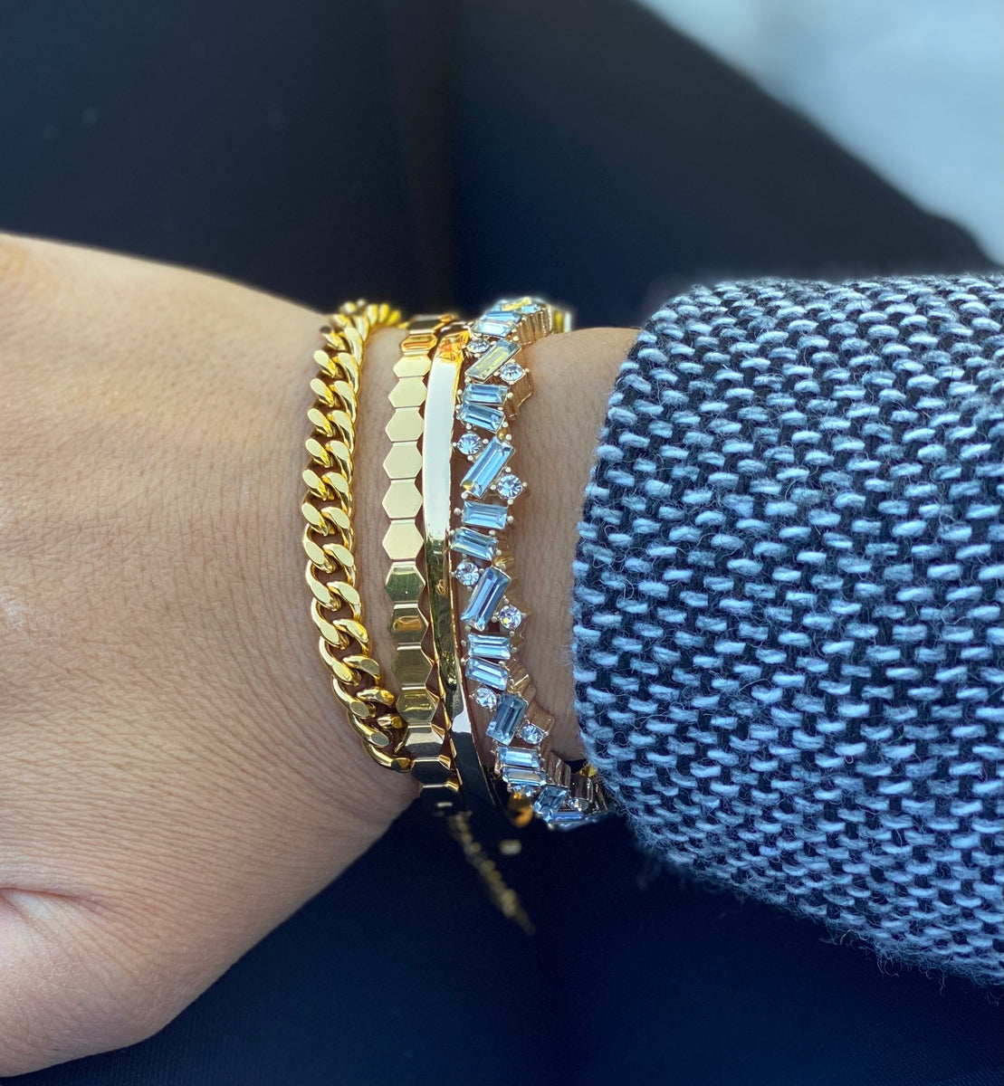 Sanza Jewelry Honeycomb Bangle in Gold – SANZA