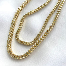 Load image into Gallery viewer, two gender neutral  Franco chains in 14 karat gold filled, width 2mm and 4mm
