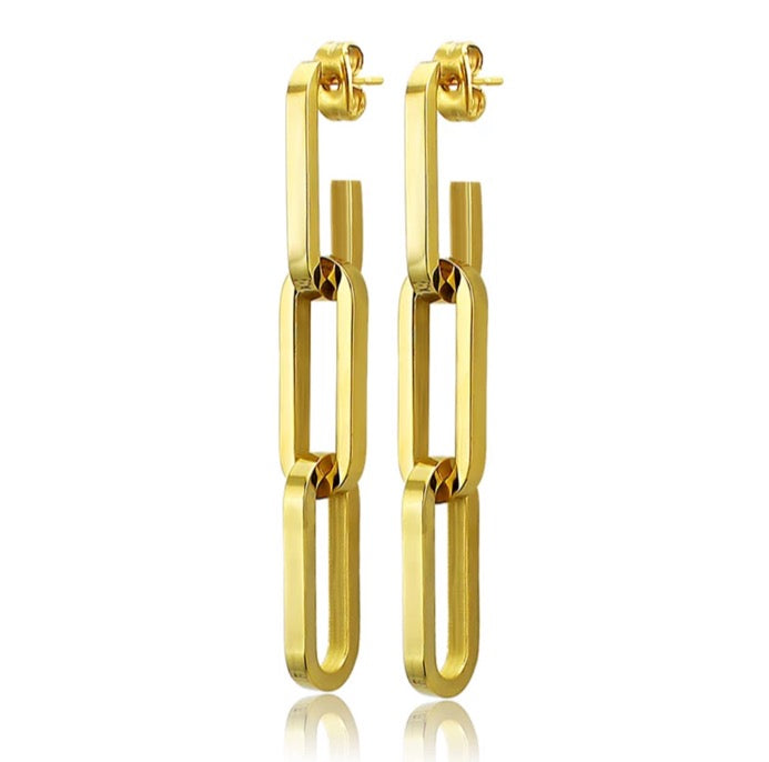 Camila Paperclip Removable Link Earrings in gold