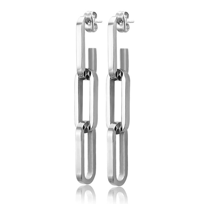Camila Paperclip Removable Link Earrings in silver