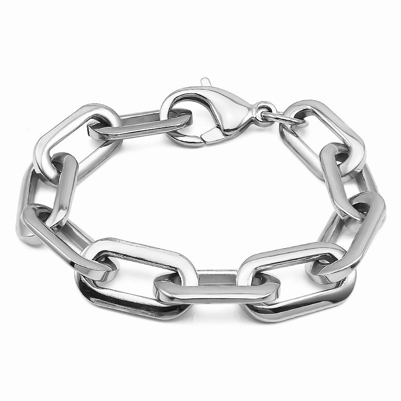Chunky oval link statement bracelet in Stainless steel, hypoallergenic, tarnish resistant, water resistant high quality affordable luxury fashion accessories.
