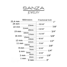 Cargar imagen en el visor de la galería, Sanza Jewelry Guide of millimeters to Fractional inch
