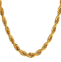 Cargar imagen en el visor de la galería, SANZA Jewelry  Rope Chain for any gender and any occasion in 14 karat yellow gold anti-tarnish hypoallergenic medical grade stainless steel base
