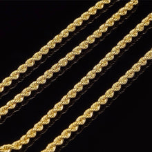 Cargar imagen en el visor de la galería, SANZA Jewelry Rope Chain necklace for any gender and all occasions. In yellow 14 karat gold filled. Hypoallergenic, tarnish resistant and water resistant. High quality affordable luxury and medical grade stainless steel. 
