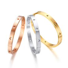 Load image into Gallery viewer, hollow Star bangle bracelet in gold and silver 
