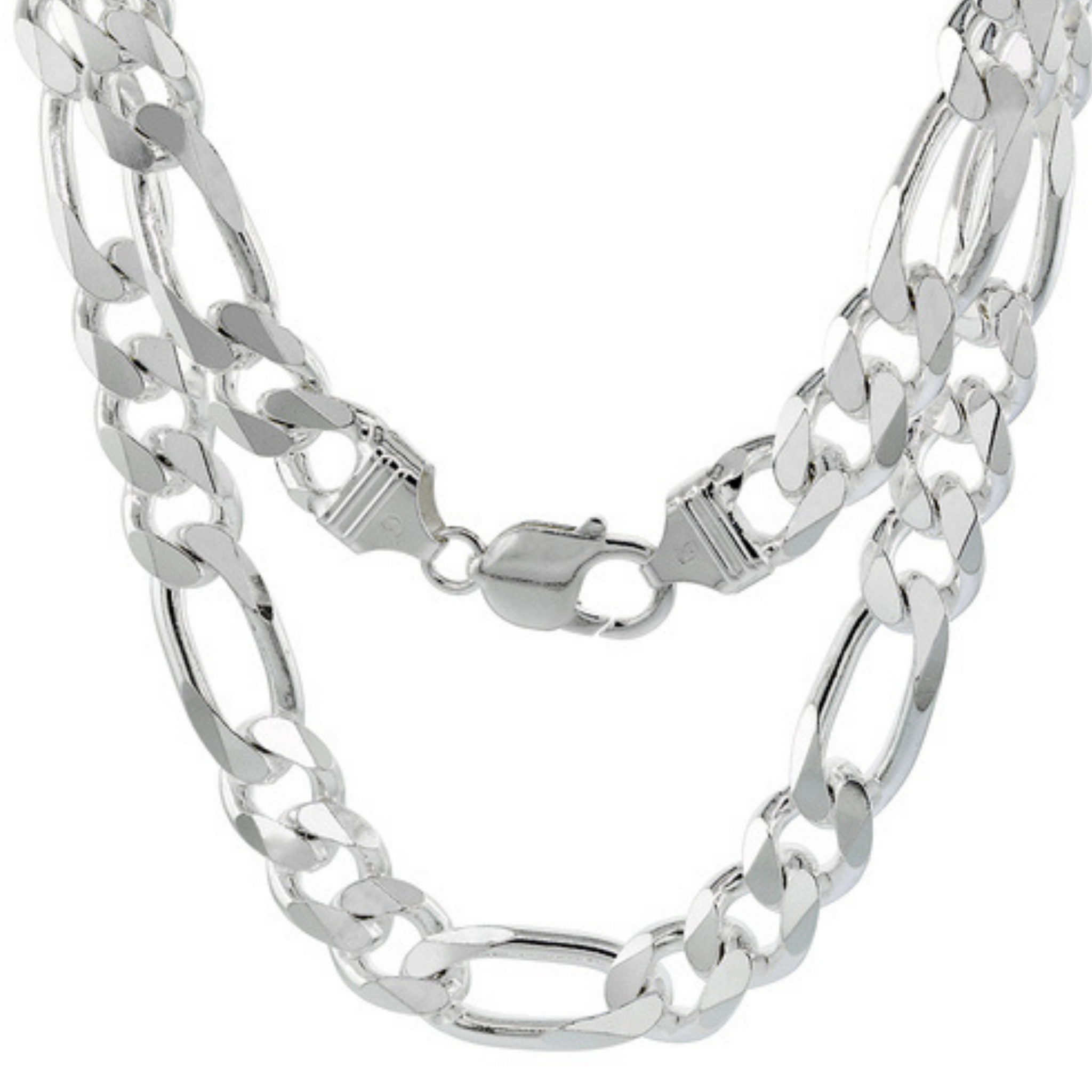 Sanza Jewelry Figaro Silver Chain 10mm & 8mm Silver – SANZA