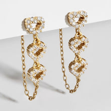 Load image into Gallery viewer, Three hearts drop loop earrings
